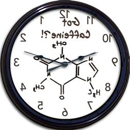 Got Caffeine?! Coffee Chemistry Wall Clock Molecule Element 