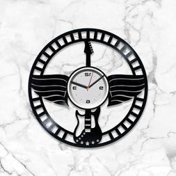 Guitar Vinyl Wall Art Clock Original Gift For Xmas Music Sty