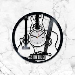 Guitars Vinyl Wall Art Large Clock Gift For Music Lovers Xma
