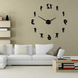 Gym Time Large Wall Clock Fitness Bodybuilding Frameless Dec
