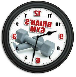 Gym Weight Personalized Wall Clock - Workout Fitness Barbell