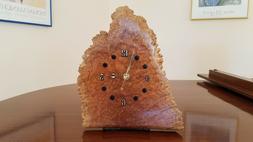 Hand-Crafted Wood Clock-Brown Mallee Burl Wood-Unique Mantel