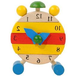 Hand Made Wooden Clock Toys for Kids Learn Time Clock Educat