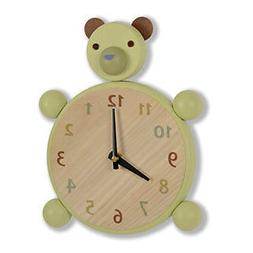 Handpainted Green Bear Clock for Nursery