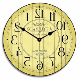 Harbor Yellow Wall Clock Whisper Quiet , Non ticking  Batter