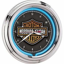 Harley-Davidson Bar & Shield Blue Neon Wall Clock Electric C