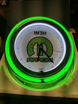 Hemi Mopar Double Neon Wall Clock Great For Garage Man Cave 