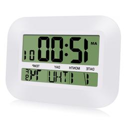 HeQiao Silent Desk Clocks, 12 Inch Digital Wall Clock Batter
