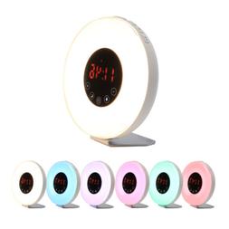 High-Tech 7-Color Wake-Up Light Sunrise Alarm Clock LED Radi