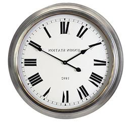 Kiera Grace HO60202-2 26.5" Union Station Metal Wall Clock, 