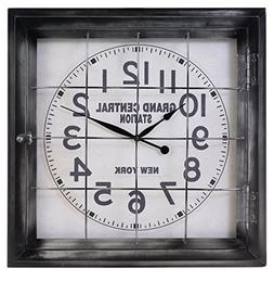 Kiera Grace HO60217-6 20" Arthur Metal Wall Clock, Large, Gr