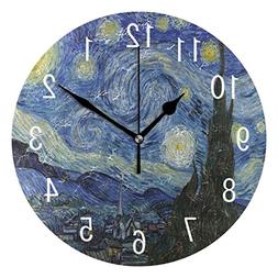 ALAZA Home Decor Oil Painting Starry Night Round Acrylic Wal