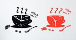 Home Decoration 3D DIY Coffee Cup Wall Clock Modern Acrylic 