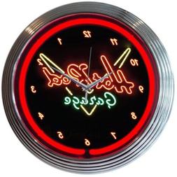 Hot Rod Garage Neon Clock 15"x15"