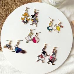 Hypoallergenic Cute Animals Rabbit Clock Poker Cartoon Girl 