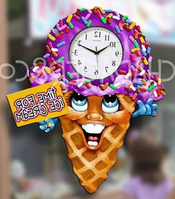 Ice Cream Cone Clock 25x21&rdquo; Battery operated.