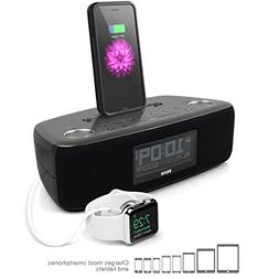 iHome iDL44 Lightning Dock Dual Clock Radio with USB Charge/