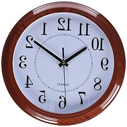 Imitation Wooden Design Decor Wall Clock Non-Ticking Digital