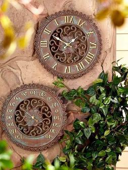 Indoor Outdoor Ceramic Clock for Patio Home Wall Decor Natur