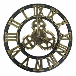 Industrial Retro Wall Clock Large 12" 16 inch Round 3D Gear 