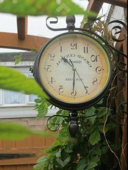 Iron Antique-Look Brown Round Wall Hanging Double Sided Two 