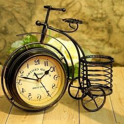 Iron Bicycle Table Clock Rural Double-Sided Table Clock for 