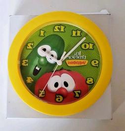 It's Time For Veggie tales Bob and Larry Yellow Green Clock 