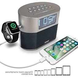 iHome Bluetooth Dual Alarm FM Clock Radio with Speakerphone,