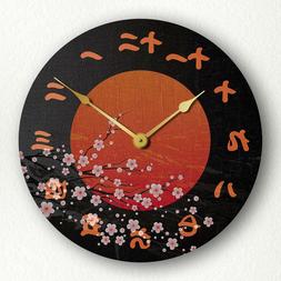 Japan Cherry Blossoms with Rising Sun Kanji Numerals 12" Sil