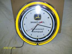 John Deere Double Neon Wall Clock Great For Office,Den,Garag