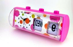 Kids Ladies Date Day Alarm Candy Color Pink Table Clock For 