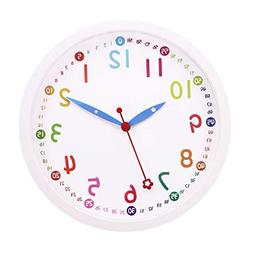 MixArt Large Kids Wall Clock Silent Non-Ticking Decorative C