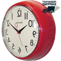 Kitchen Red retro wall clock Vintage decor Living room o Clo