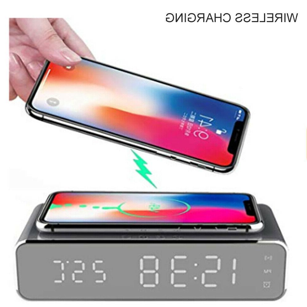 LED Electric Alarm Clock Wireless Charger Charging Station T