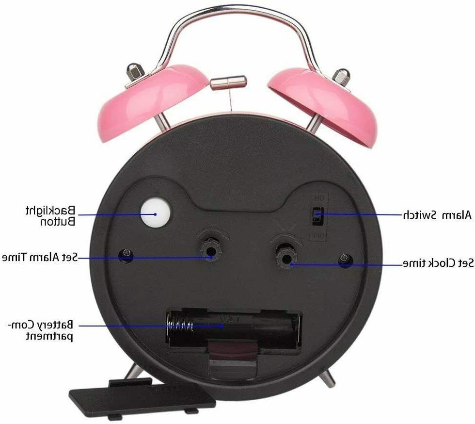 Peakeep inches Bell Alarm Clock, Battery Operated,