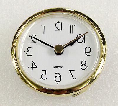 BRAND NEW 2 1/4"   CLOCK MOVEMENT INSERT     WHITE DIAL