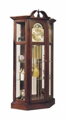 Canted End Curio Clock with Glass Access Panels