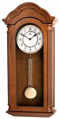 Carved Wood Wall Pendulum Clock - Elegant & Decorative - 26x