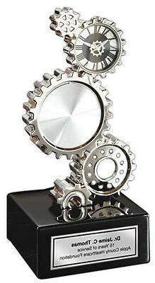 Engraved Desk Metal Gear Clock Photo Picture Frame Engineeri