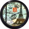 Paris France Eiffel Tower  Wall Clock French Postmark Stamp 