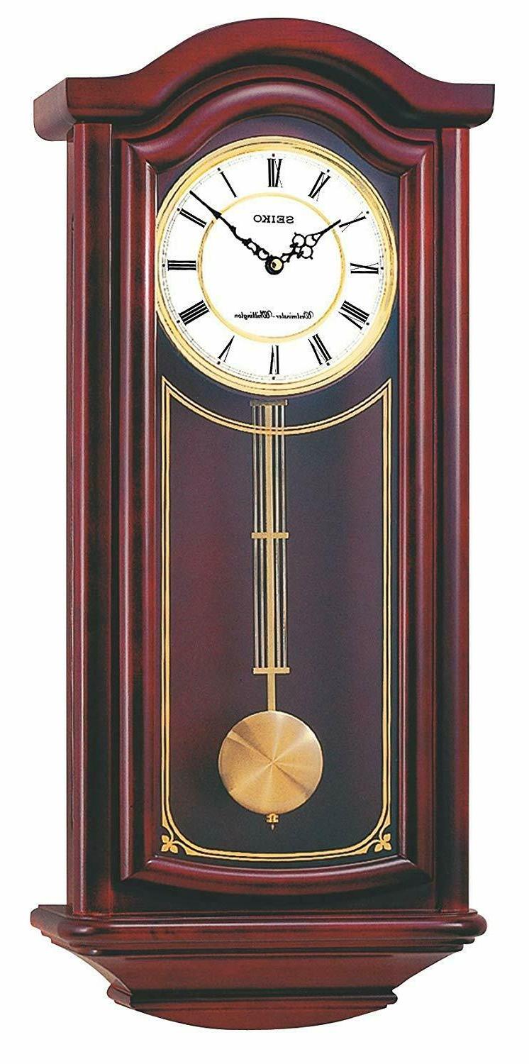Seiko Wall Pendulum Clock Mahogany Finish Solid Wood Case