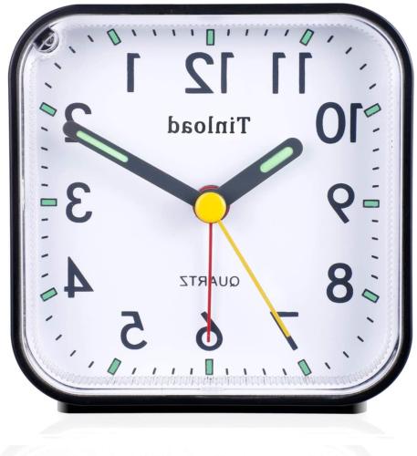 Tinload Small Battery Operated Analog Alarm Clock Silent Non