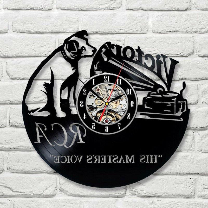 Victor RCA Vinyl Disc Clock Clock Dog Handmade Wall Decor Vi