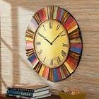 Large Wall Clock Vintage Style Round Antiqued Metal Side Ove