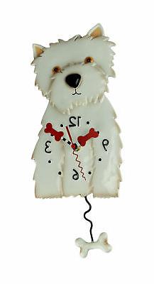 Allen Designs Westin the White Westie Dog Pendulum Wall Cloc