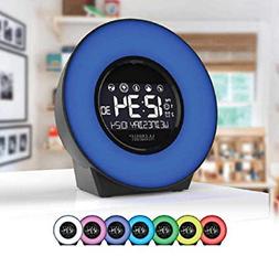 La Crosse 7 Color Mood Light LCD Alarm Clock with Nature Sou