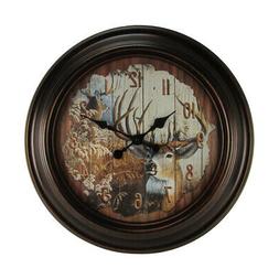 LARGE 23" Round Big Buck Deer Huge Wall Clock Country Rustic