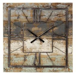 Large Decorative Square Rustic Industrial Wood Metal Wall Cl