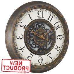 Large Gear Wall Clock Analog Lightweight Plastic Frame Aged 