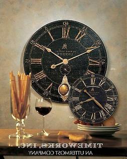 Large London Round Brass Pendulum Wall Clock | Black Crackle